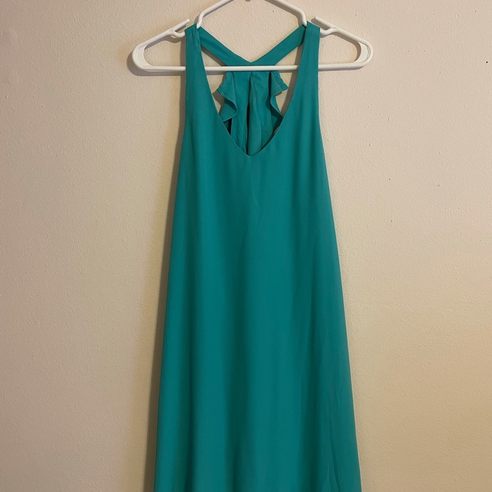Green Party dress with ruffle back, size small